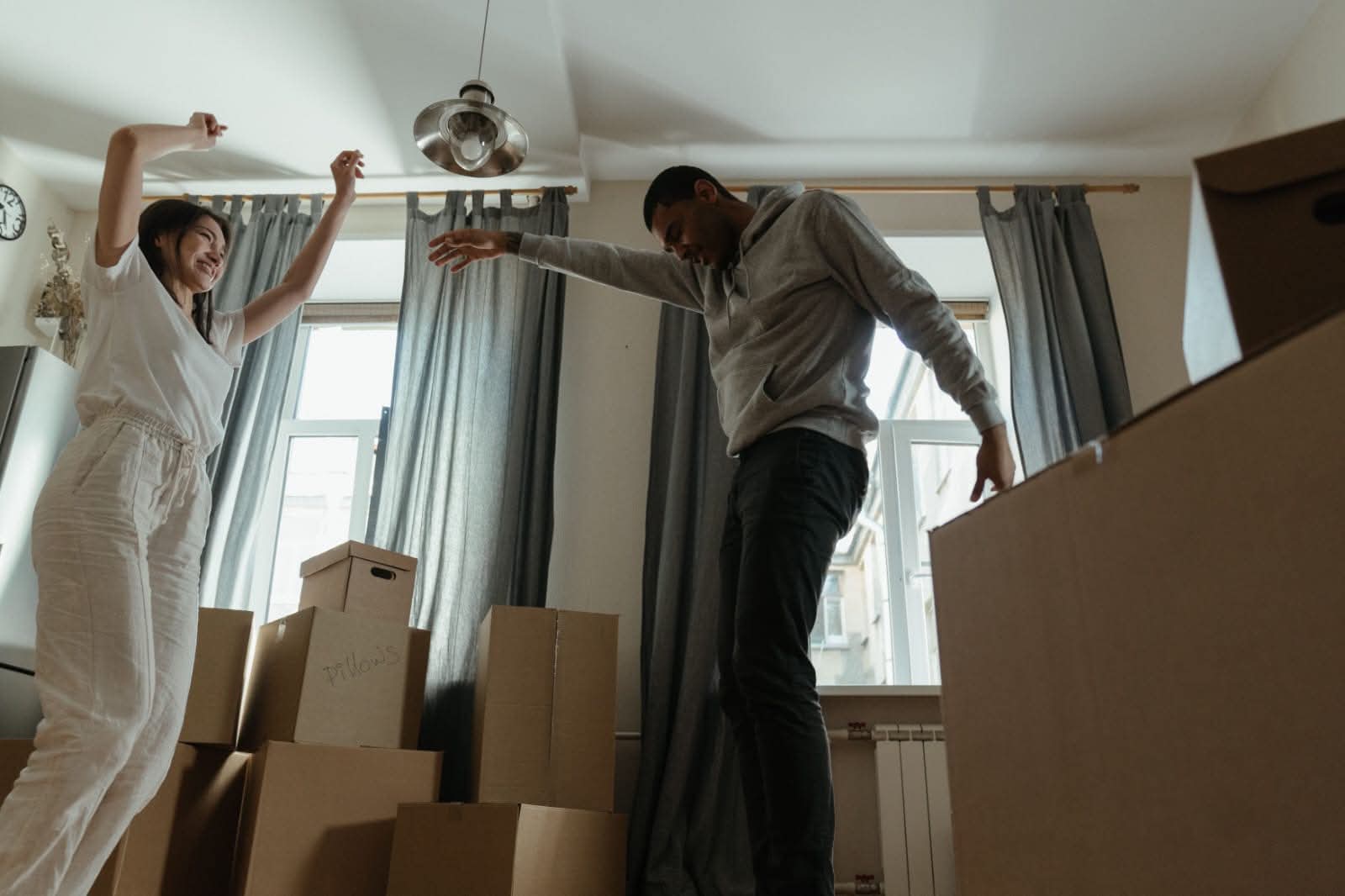 Removal team moving furniture
